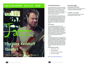 Programma Jazz at De Kappen, 16 december a.s